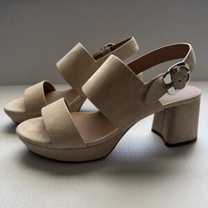 AEROSOLES Camera Stone Suede Platform Sandal Size 10M